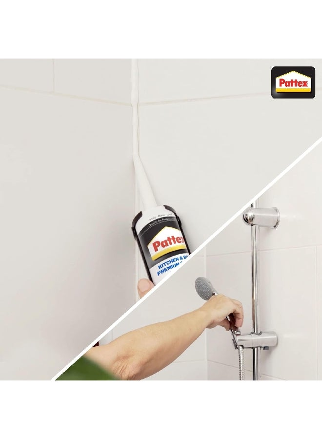Pattex Kitchen and Bath Premium Long Lasting Silicone Sealant White 280ml 2595613 - Image 5